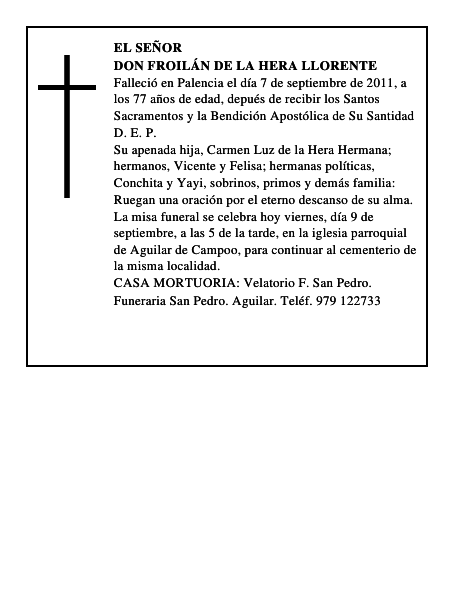 Don Froilán de la Hera Llorente
