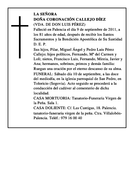 Doña Coronación Callejo Díez