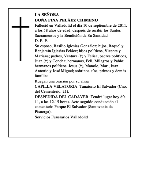 Doña Fina Peláez Chimeno