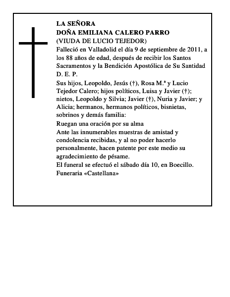 Doña Emiliana Calero Parro