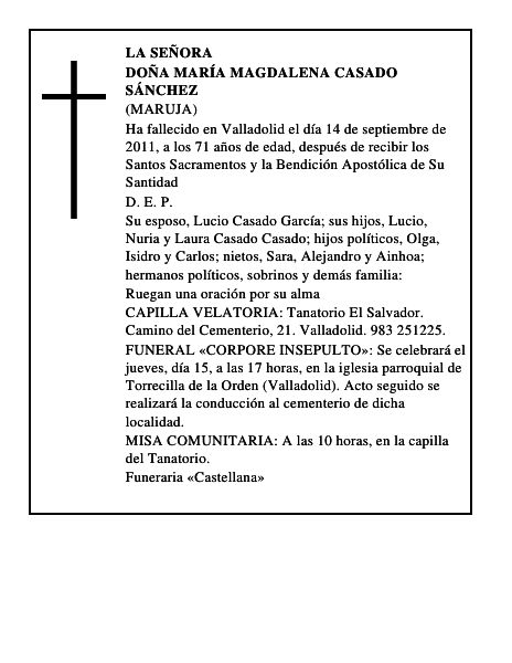 Doña María Magdalena Casado Sánchez