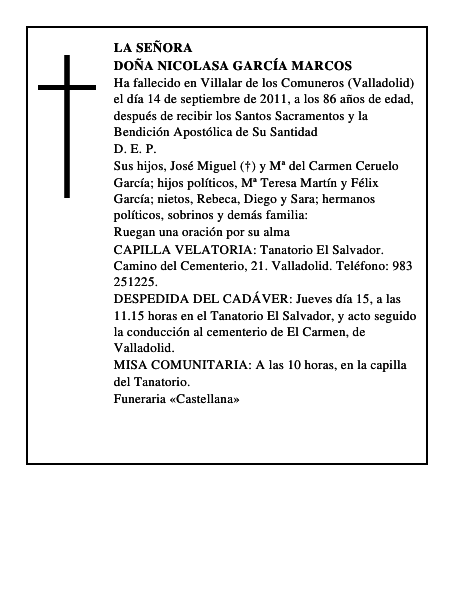 Doña Nicolasa García Marcos
