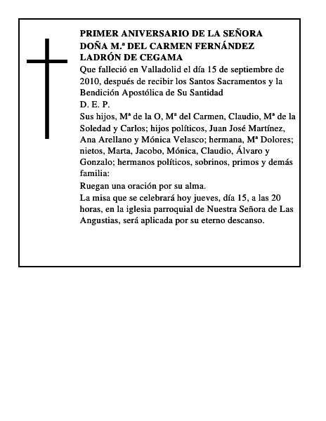 Doña M.ª del Carmen Fernández Ladrón de Cegama