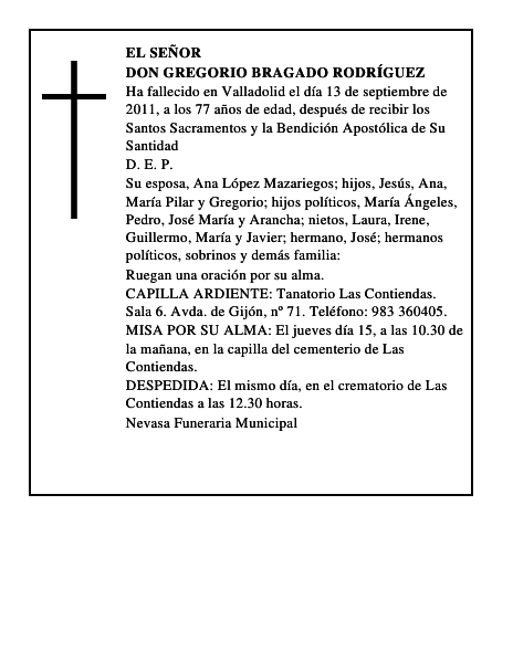 Don Gregorio Bragado Rodríguez