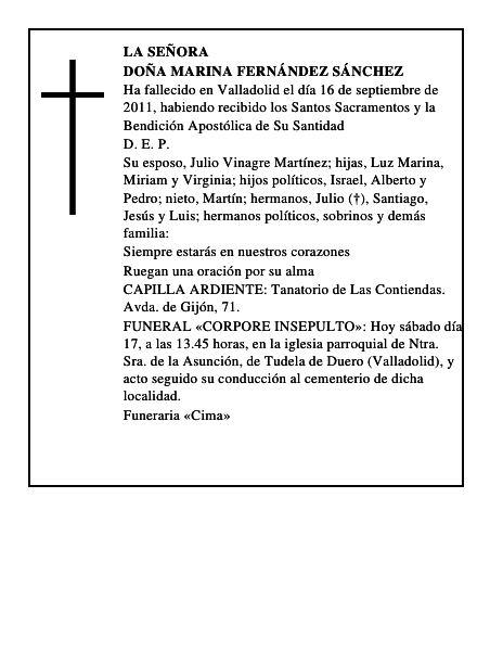 Doña Marina Fernández Sánchez