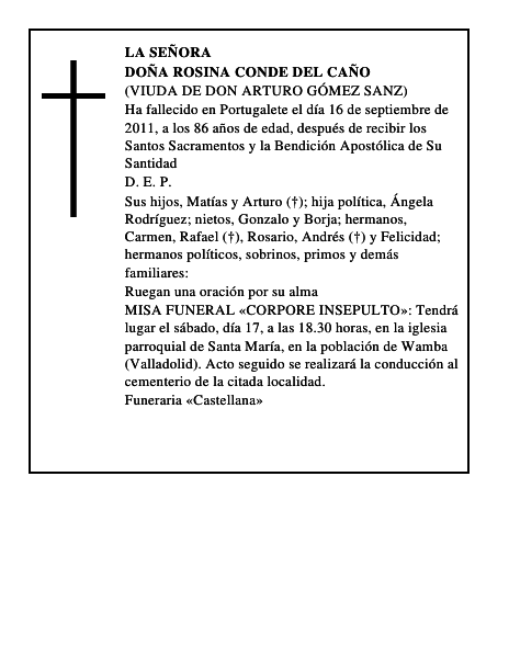 Doña Rosina Conde del Caño