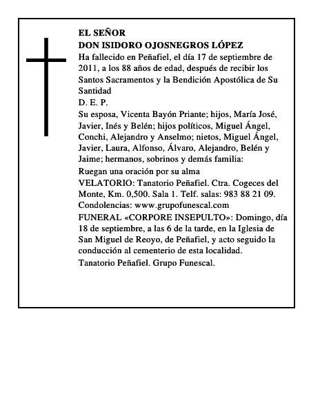 Don Isidoro Ojosnegros López