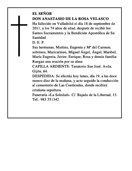 Don Anastasio de la Rosa Velasco