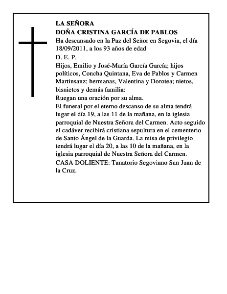 Doña Cristina García de Pablos