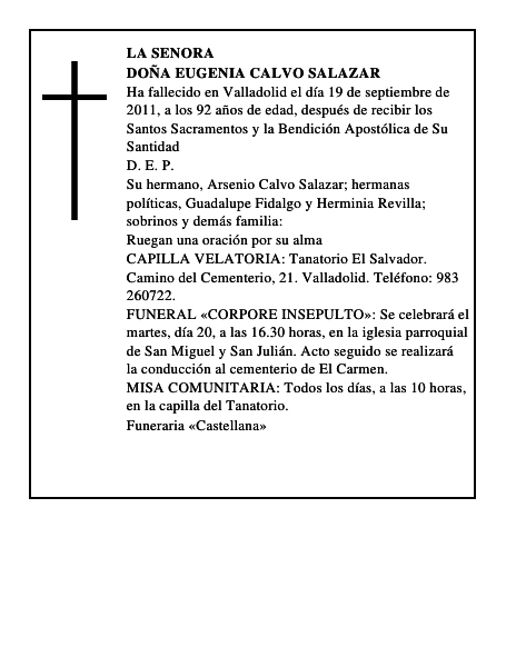 Doña Eugenia Calvo Salazar