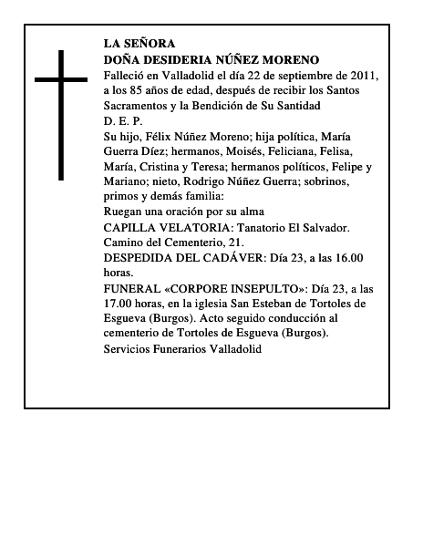 Doña Desideria Núñez Moreno
