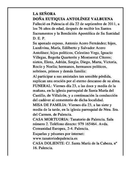 Doña Eutiquia Antolínez Valbuena