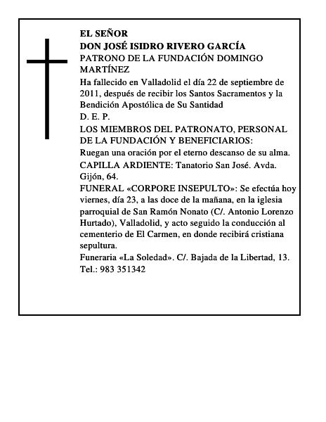 Don José Isidro Rivero García