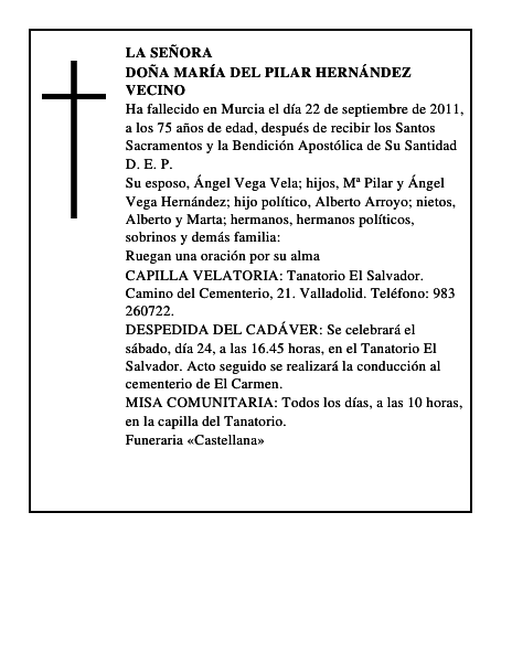 Doña María del Pilar Hernández Vecino