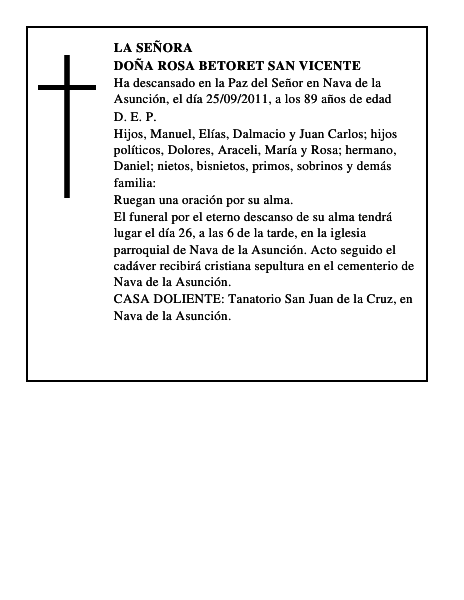 Doña Rosa Betoret San Vicente