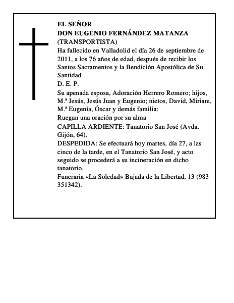Don Eugenio Fernández Matanza