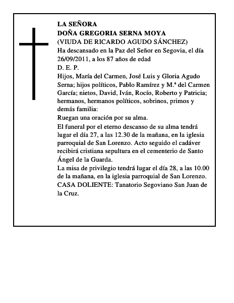 Doña Gregoria Serna Moya