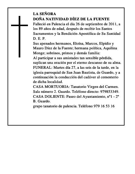 Doña Natividad Díez de la Fuente