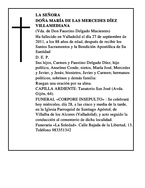 Doña María de las Mercedes Díez Villamediana