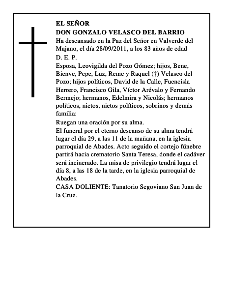 Don Gonzalo Velasco del Barrio