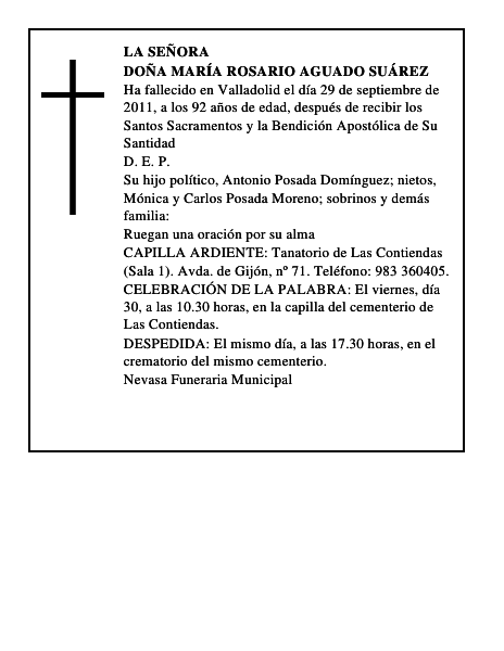 Doña María Rosario Aguado Suárez