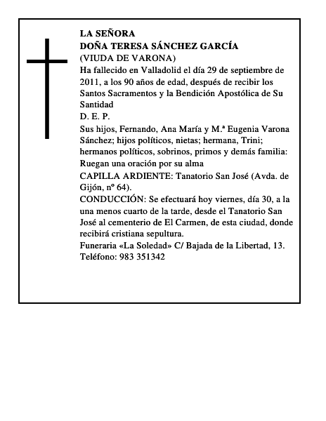Doña Teresa Sánchez García