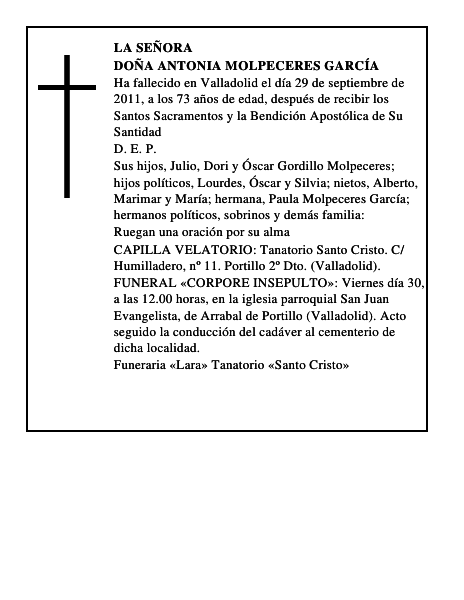 Doña Antonia Molpeceres García