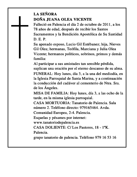 Doña Juana Olea Vicente