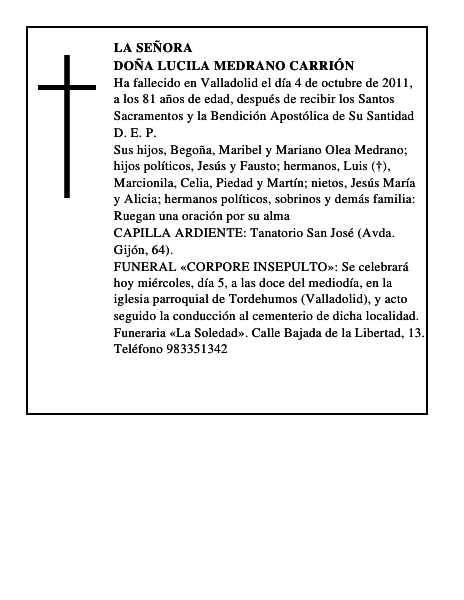 Doña Lucila Medrano Carrión