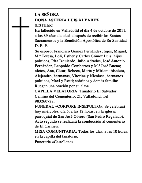 Doña Asteria Luis Álvarez