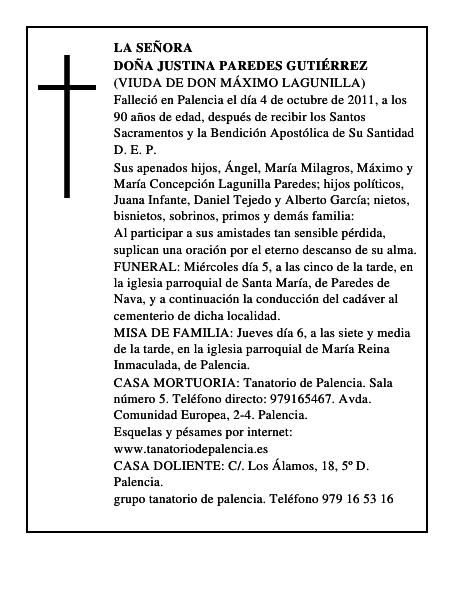 Doña Justina Paredes Gutiérrez