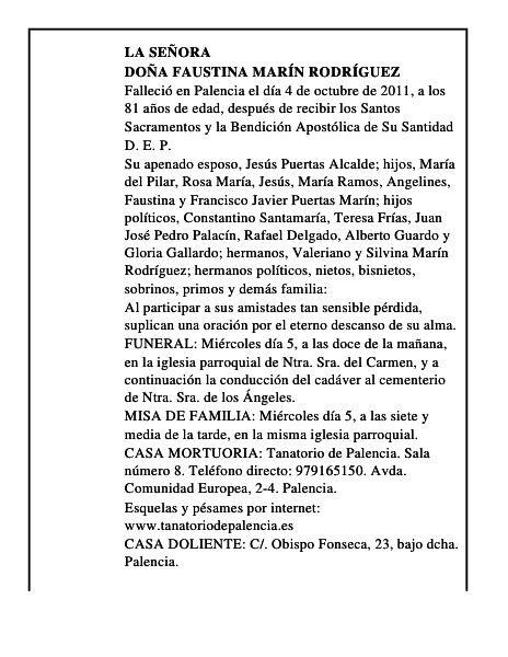 Doña Faustina Marín Rodríguez