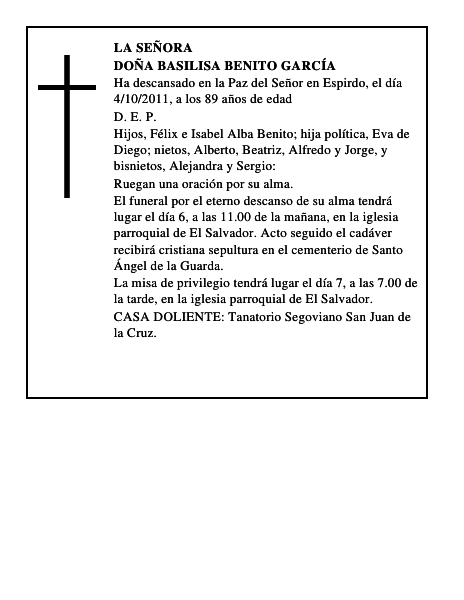 Doña Basilisa Benito García