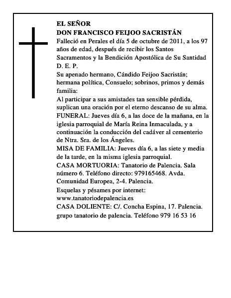 Don Francisco Feijoo Sacristán