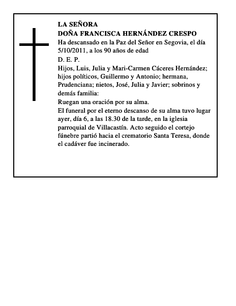 Doña Francisca Hernández Crespo