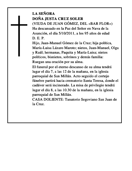 Doña Justa Cruz Soler