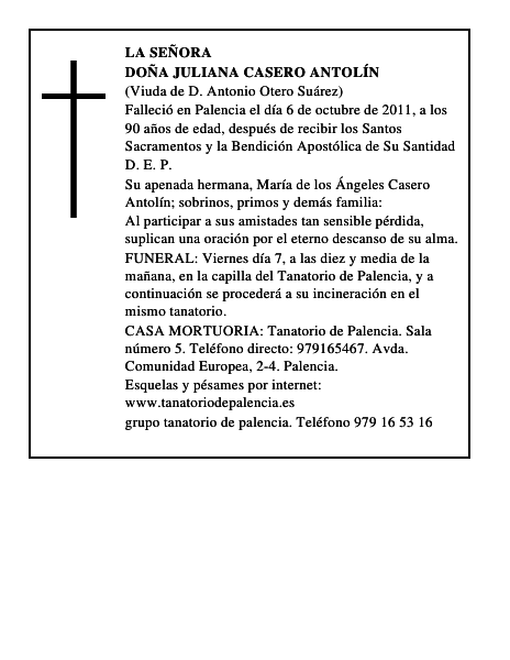 Doña Juliana Casero Antolín