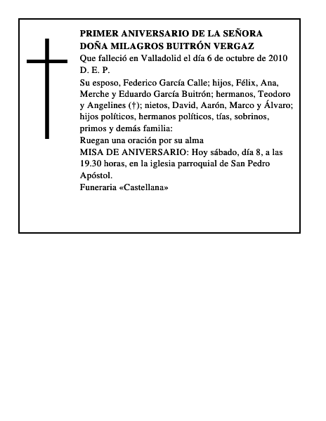 Doña Milagros Buitrón Vergaz