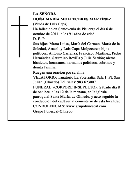 Doña María Molpeceres Martínez