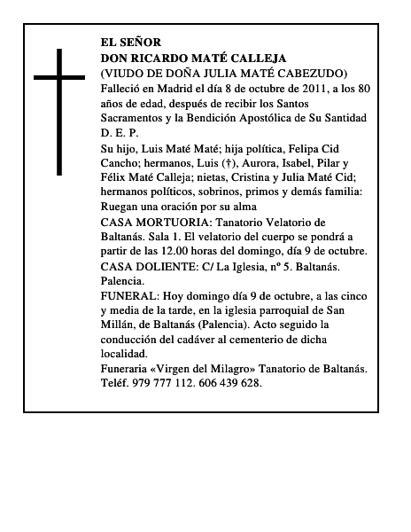 Don Ricardo Maté Calleja