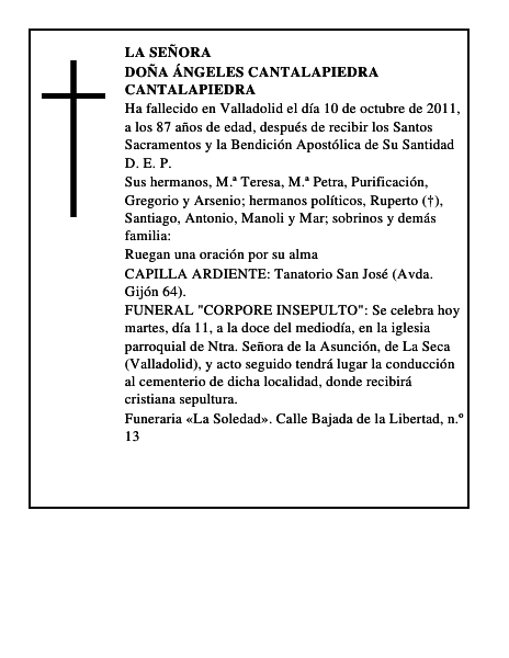 Doña Ángeles Cantalapiedra Cantalapiedra
