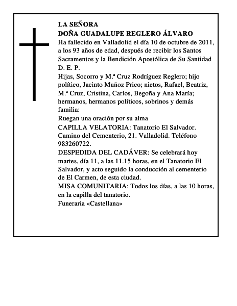 Doña Guadalupe Reglero Álvaro