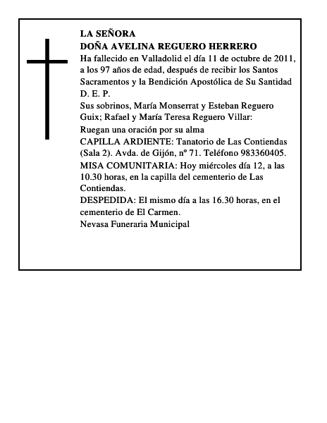 Doña Avelina Reguero Herrero
