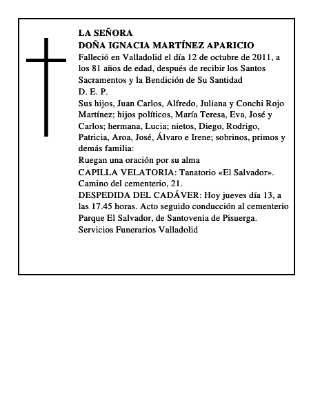 Doña Ignacia Martínez Aparicio
