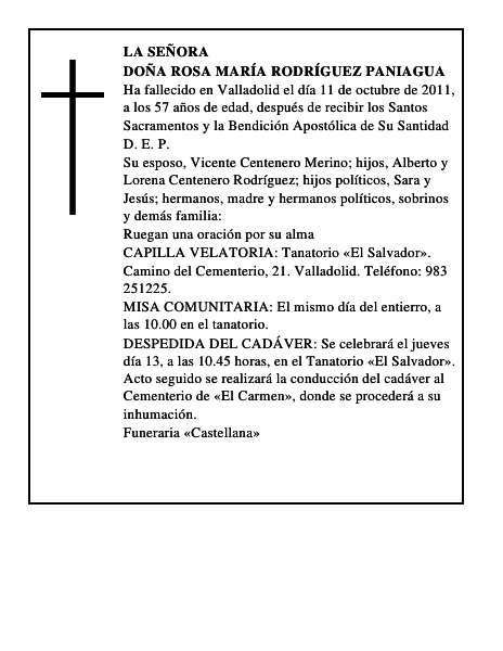 Doña Rosa María Rodríguez Paniagua