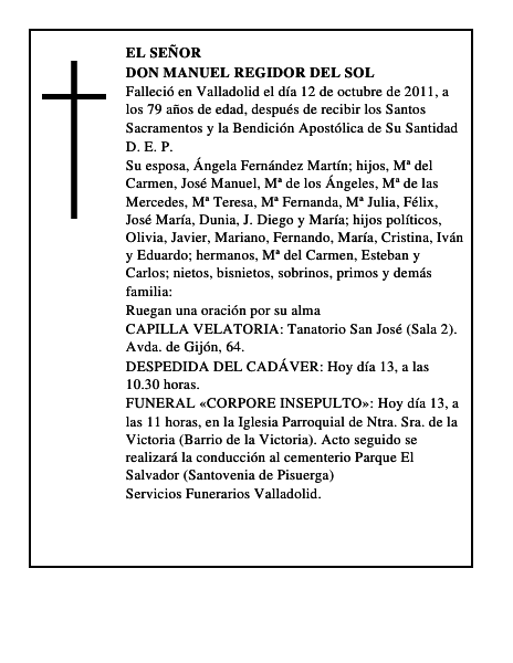 Don Manuel Regidor del Sol