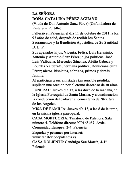 Doña Catalina Pérez Aguayo