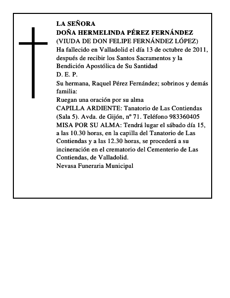 Doña Hermelinda Pérez Fernández