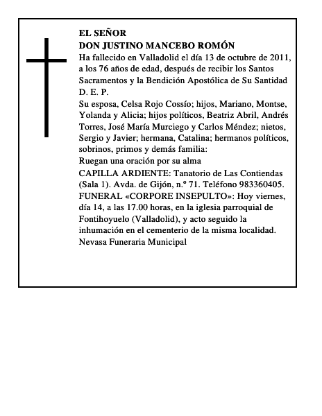 Don Justino Mancebo Romón