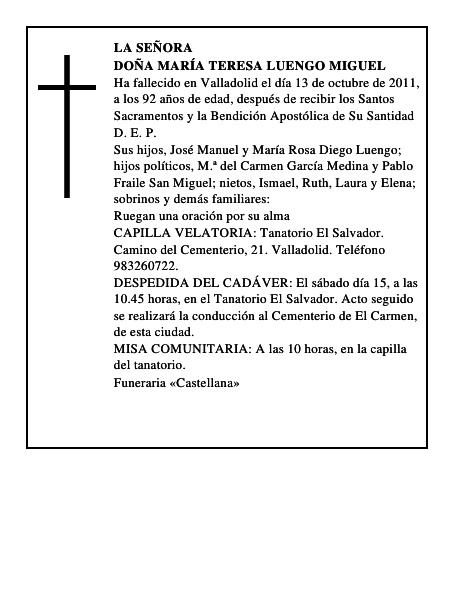 Doña María Teresa Luengo Miguel